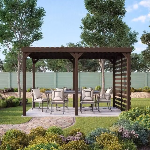 Rutland County Garden Furniture Ltd Shade Pergola in Brown Wood, W: 420 cm, D: 300 cm, H: 270 cm – 1