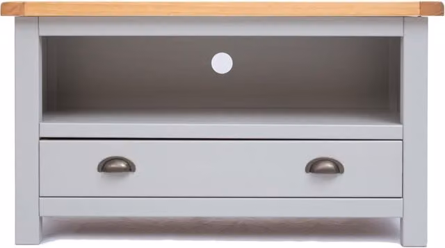 Cabinet Bits Argenta Light Grey 1 Drawer TV Cabinet with Brass Cup Handle – 1