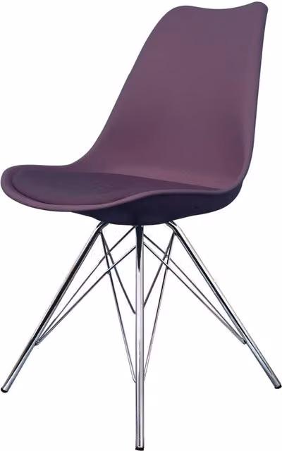 Fusion Living Soho Plastic Dining Chair with Chrome Metal Legs - Purple