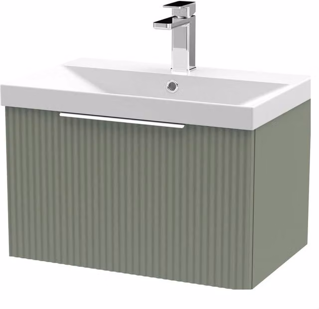 Balterley Tixall 1 Drawer Vanity Unit with Thin Edge Basin, Satin Green, W: 60 cm