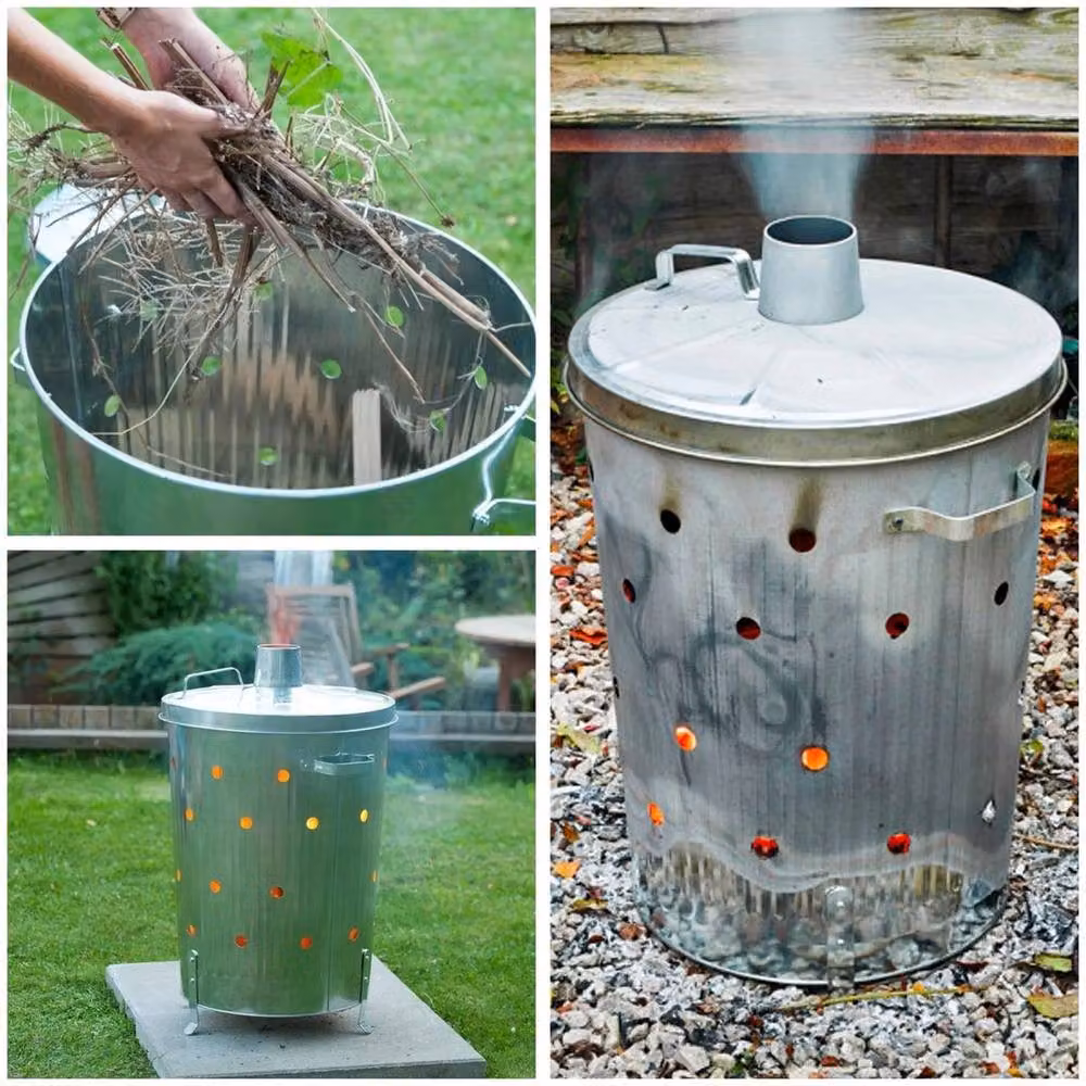 EONLION 90L Silver Metal Garden Rubbish Fire Bin with Flip Lid – 2
