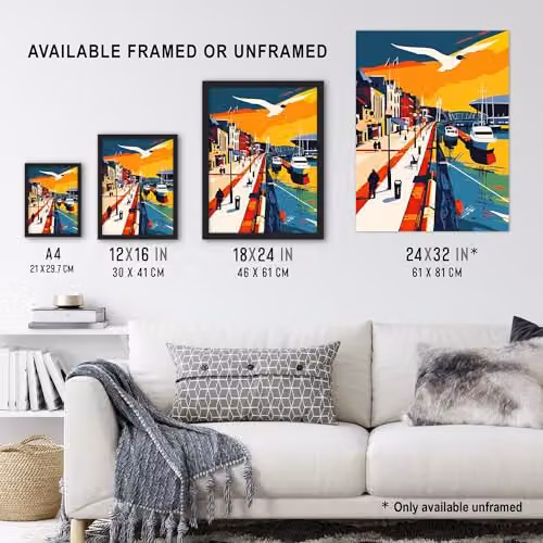 Artery8 Cardiff Bay Bold Sunset Framed Wall Art Print, Multicolour, H 29.7 cm x W 21.0 cm x D 0.5 cm – 3