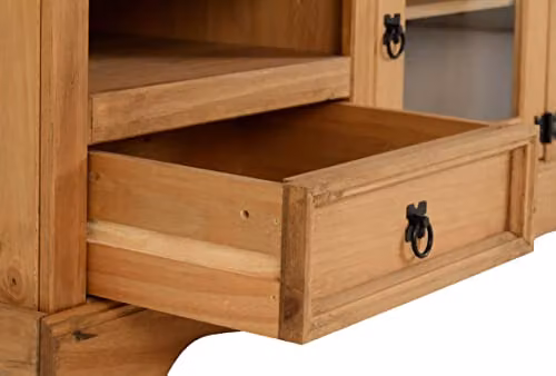 Seconique Corona Pine and Glass TV Cabinet in Brown, W/D/H: 105.5 x 45.5 x 58.0 cm – 8