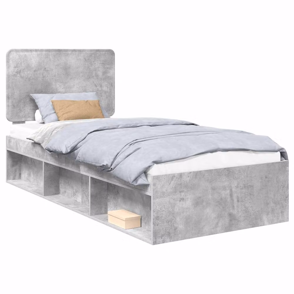 Berkfield Home Modern Bed Frame in Grey Solid Pine Wood, W/D/H: 100 x 200 cm