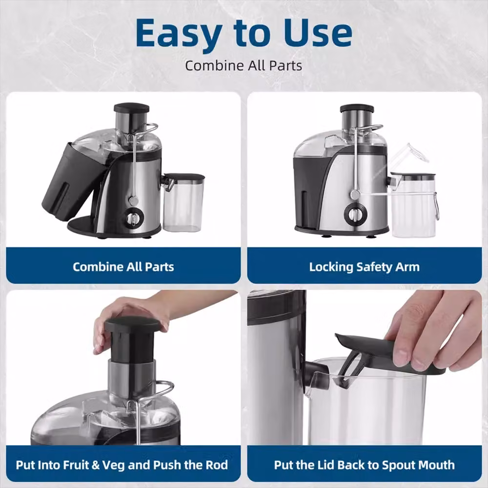 VOGREX Centrifugal Juicer Machine for Whole Fruit and Vegetables in Silver Stainless Steel – 5