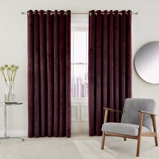 Helena Springfield Escala Lined Eyelet Curtains, Purple