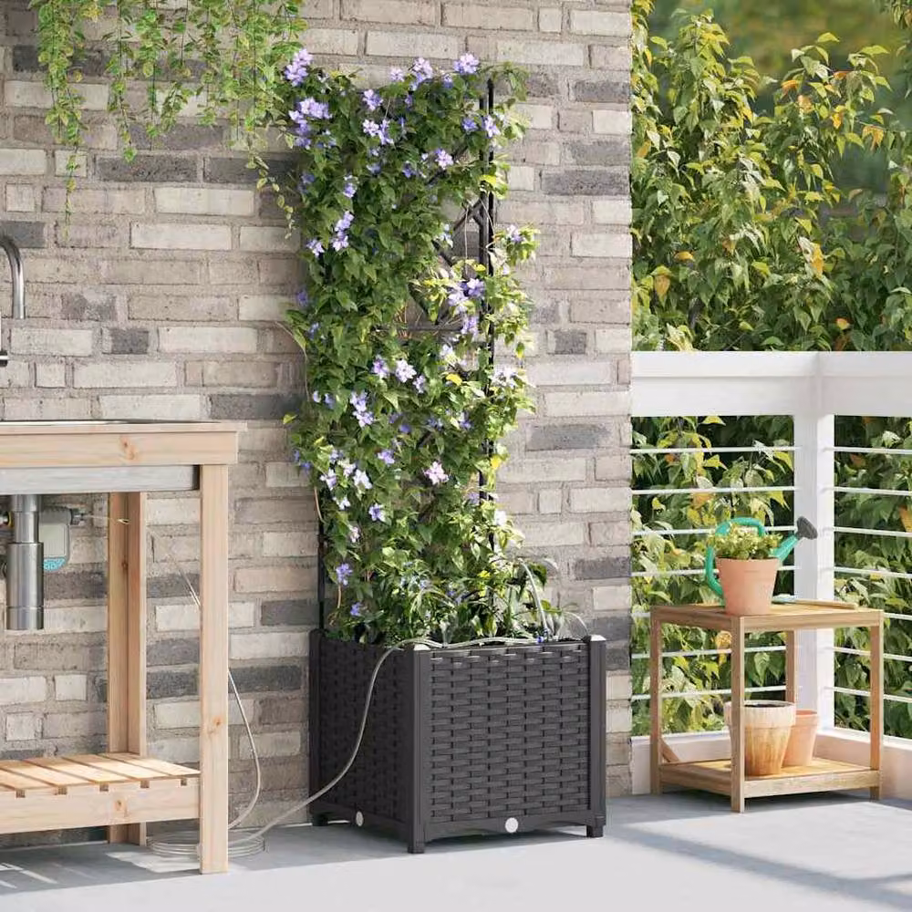 Berkfield Home Black Garden Planter with Water Irrigation System – 2