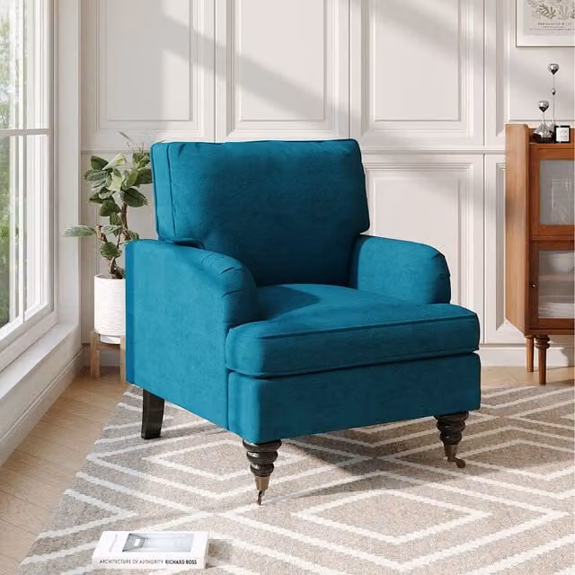 Komore Petrol Blue Fabric Tub Armchair Lounge Seat