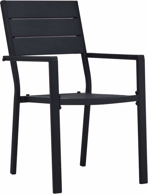 Berkfield Home Set of 4 Modern Black Wood Look Garden Chairs
