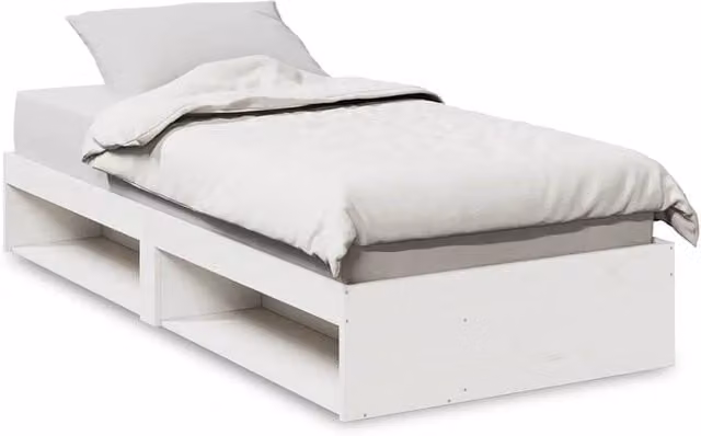 Berkfield Home Rustic White Solid Wood Pine Day Bed W/D/H: 100 x 200 cm