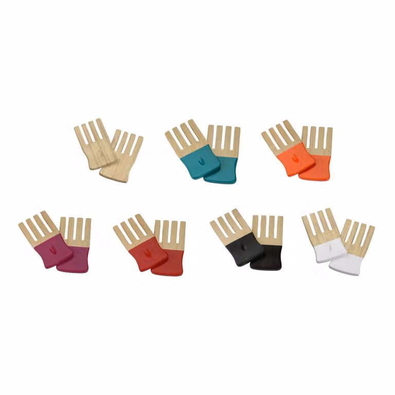 Orsina Bamboo Salad Forks in Orange and Turquoise with Stainless Steel