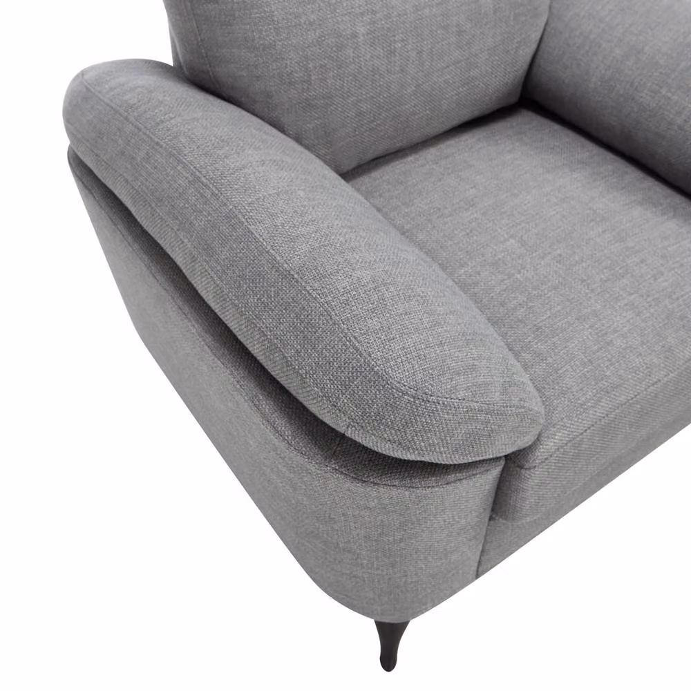 More4Homes Malmo Scandi Style Grey Fabric Lounge Chair with Armrests and Metal Frame – 4