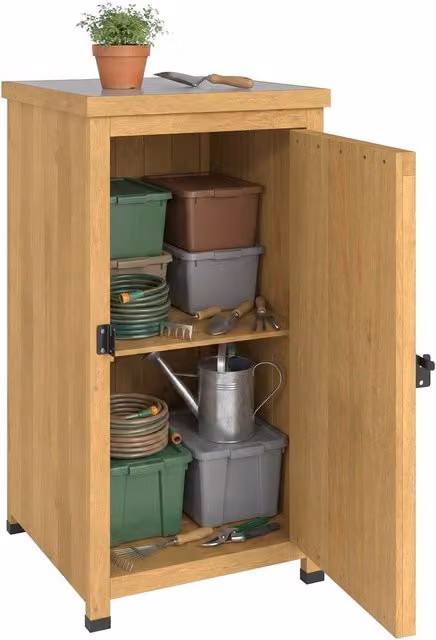 OUTSUNNY Wooden Corner Cabinet with Internal Shelving, Brown, W/D/H: 45.0 x 42.0 x 85.0 cm