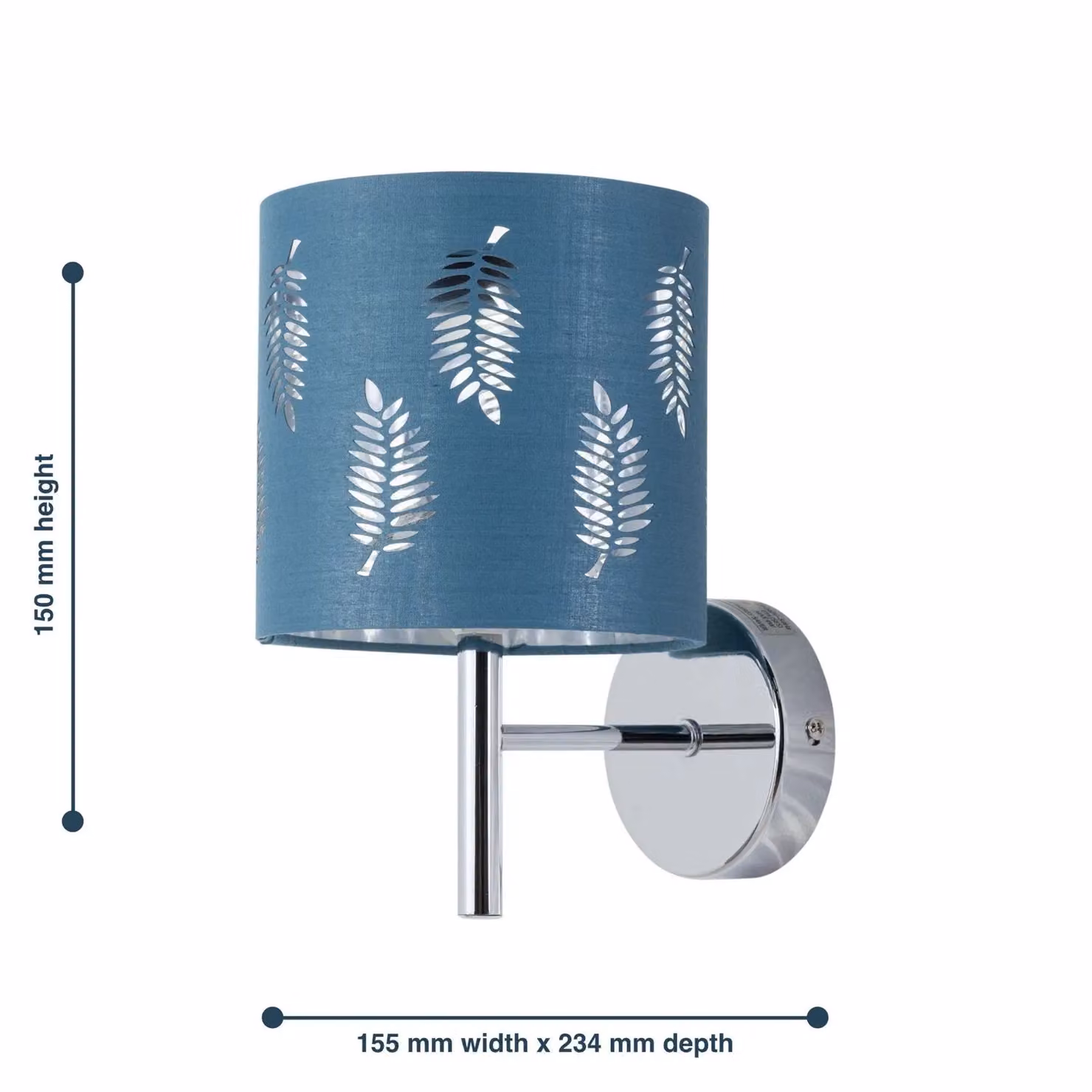 First Choice Lighting Brea Chrome Wall Light with Teal Fabric Shade – 4