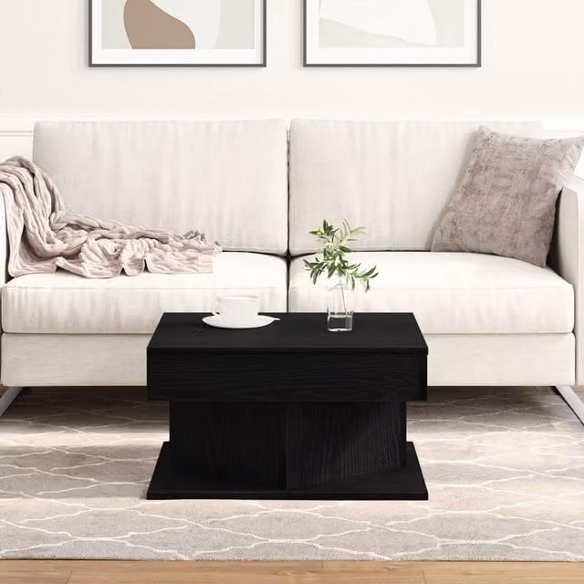 Berkfield Home Black Oak Coffee Table, W/D/H: 57 x 57 x 30 cm