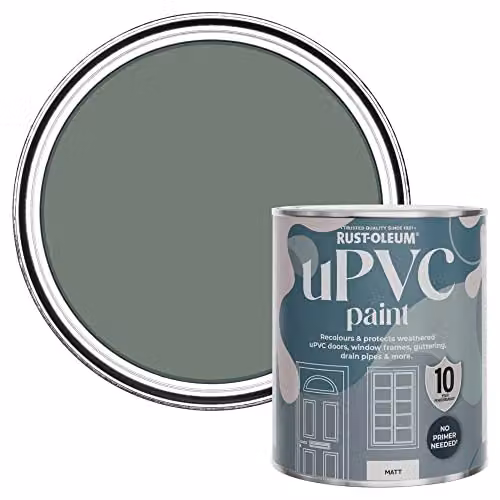 Rust-Oleum Water-Based uPVC Door and Window Paint in Matt Finish, Serenity Green, 0.75 l