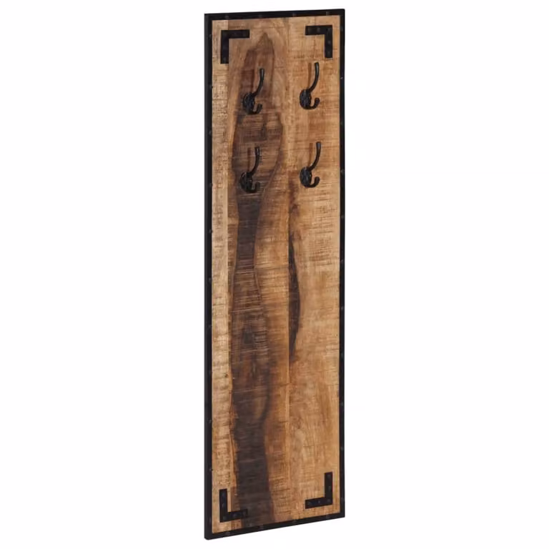 Berkfield Home Beautiful Rustic Mango Wood Coat Rack in Brown, W/D/H: 35 x 8 x 110 cm