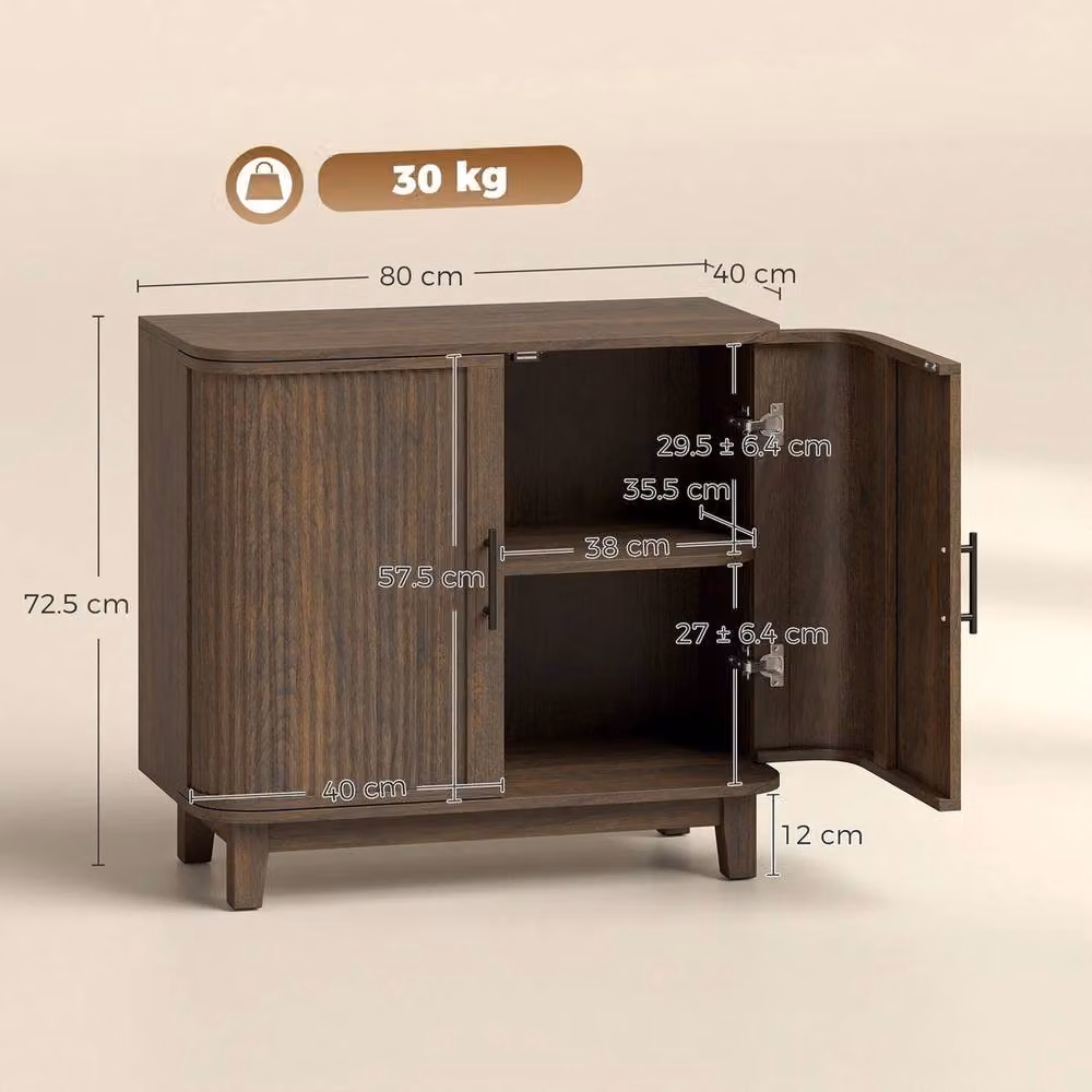 FORGEVIO Modern Sideboard with 2 Curved Doors and Adjustable Shelf in Walnut – 2