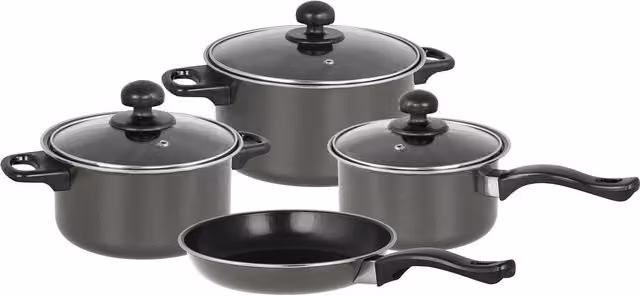 Gr8 Home 7 Piece Non Stick Cookware Set with Glass Lids in Grey – 2