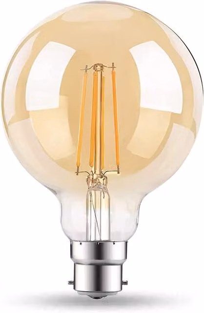 Livingandhome 6W LED Filament Globe Bulb, B22, White