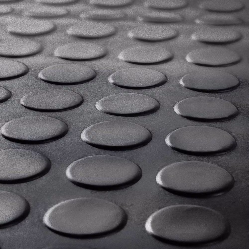 Ark Mat Black Rubber Flooring Matting with Geometric Coin Pattern W: 180 cm, D: 200 cm, H: 0.3 cm – 3