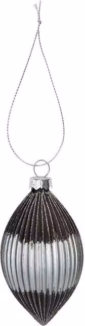 VFM e-Store Silver Oval Glass Hanging Bauble Decoration, H 15 cm x W 9 cm
