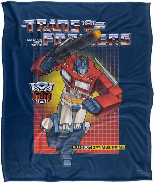 Hasbro Transformers Optimus Silky Touch Super Soft Fluffy Throw Blanket in White and Multicolour, W: 152 cm, D: 127 cm – 1