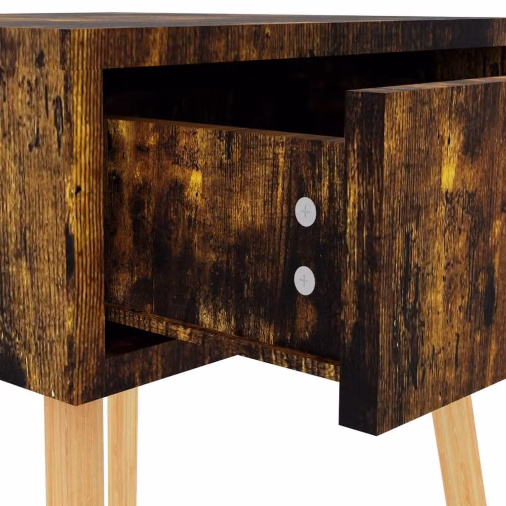 Berkfield Home Set of 2 Smoked Oak Bedside Cabinets in Brown, W/D/H: 40 x 40 x 56 cm – 3