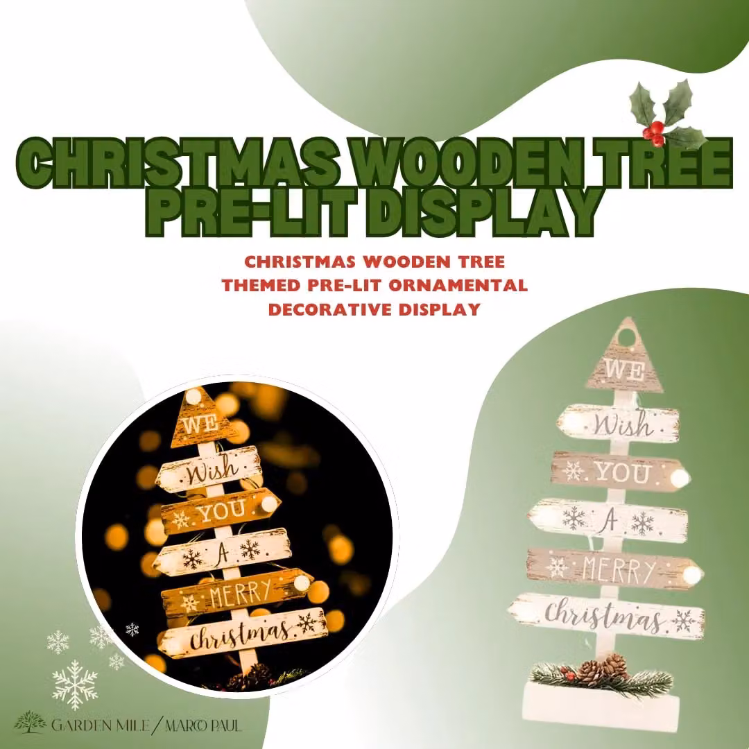 Marco Paul Modern White and Silver Wooden Tabletop Christmas Tree with 6 LED Lights – 3