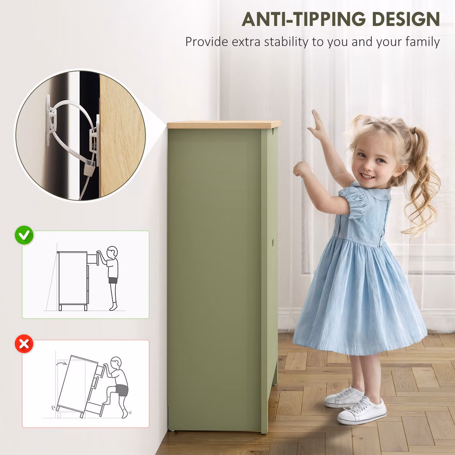 HOMCOM Slim Green Shoe Cabinet with 2 Tilting Drawers and Adjustable Internal Shelves – 5