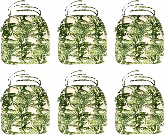 Gardenista Tufted Square Outdoor Garden Chair Cushion Set of 6 in Green