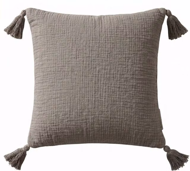 Homescapes Charcoal Grey Cotton Muslin Square Cushion with Removable Cover, W/D/H: 45 x 45 x 45 cm