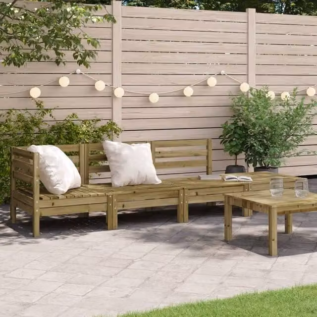 Berkfield Home 4-Seater Rustic Garden Sofa in Brown Treated Pine Wood with Cushions