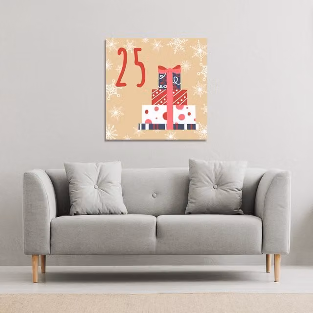 Benjamin Tate Design LTD 25 Day Christmas Canvas Advent Calendar in Brown and Multicolour, Width: 46 cm