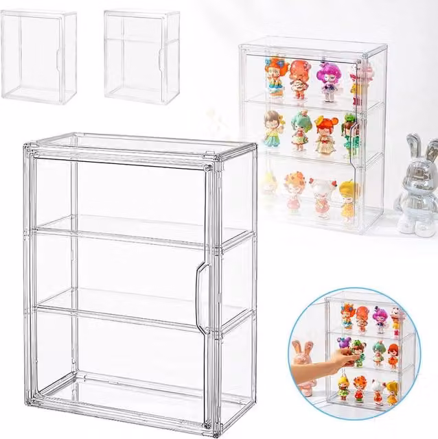 Kelvenix 3 Tier Acrylic Display Case with Lid in Transparent