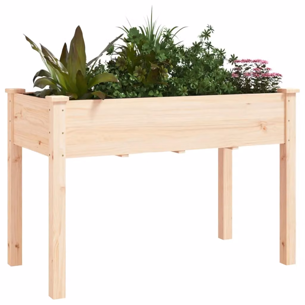 Berkfield Home Wood Planter with Liner in Brown and Beige, W/D/H: 118 x 59 x 76 cm – 2