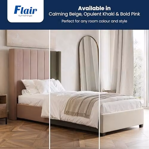 Flair Furnishings Tiggy Single Ottoman Bed Frame with Storage in Beige Velvet, W/D/H: 90 x 190 x 130 cm – 7
