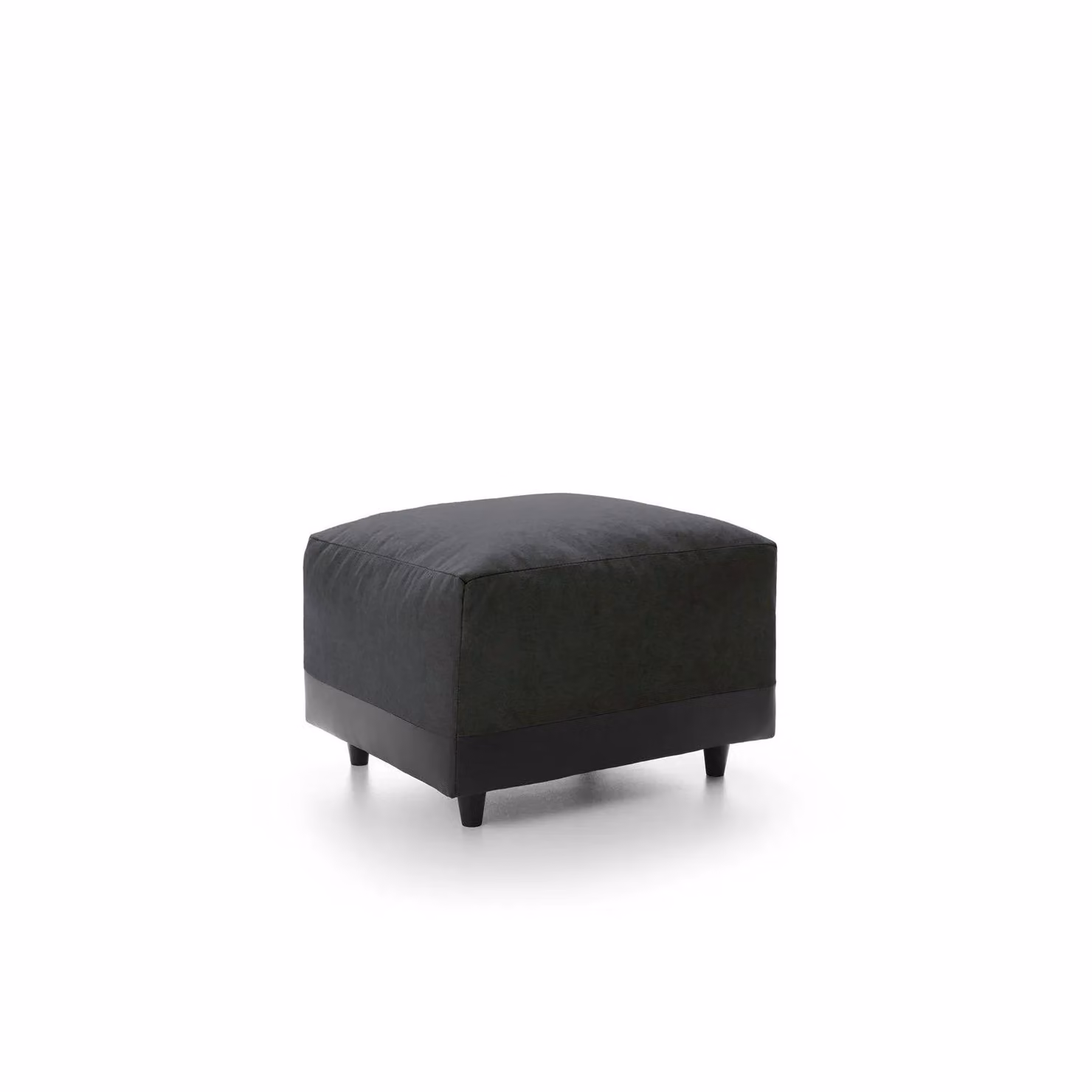 Abakus Direct Dylan Collection Black Footstool in Chenille and Faux Leather – 2