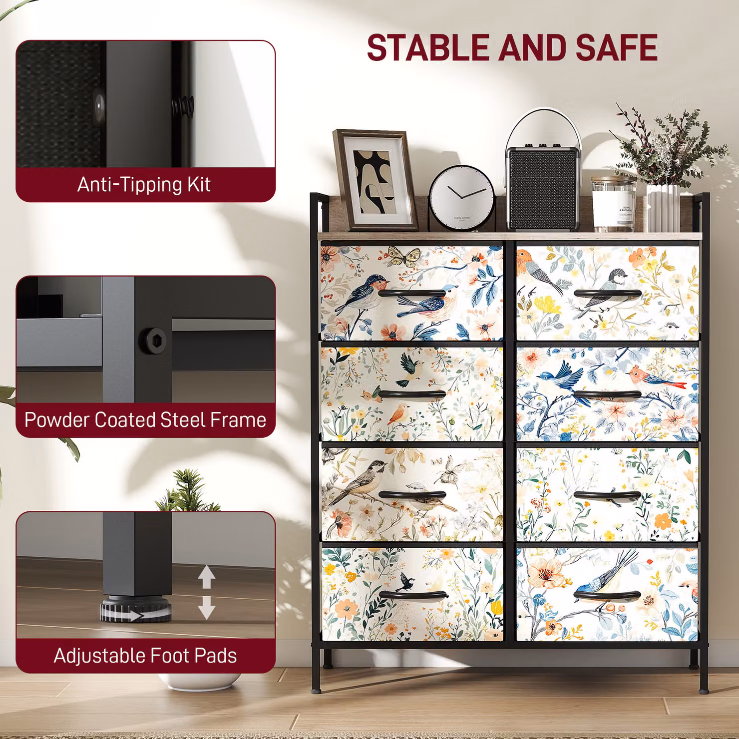 HOMCOM Modern White Metal 8-Drawer Chest of Drawers – 6