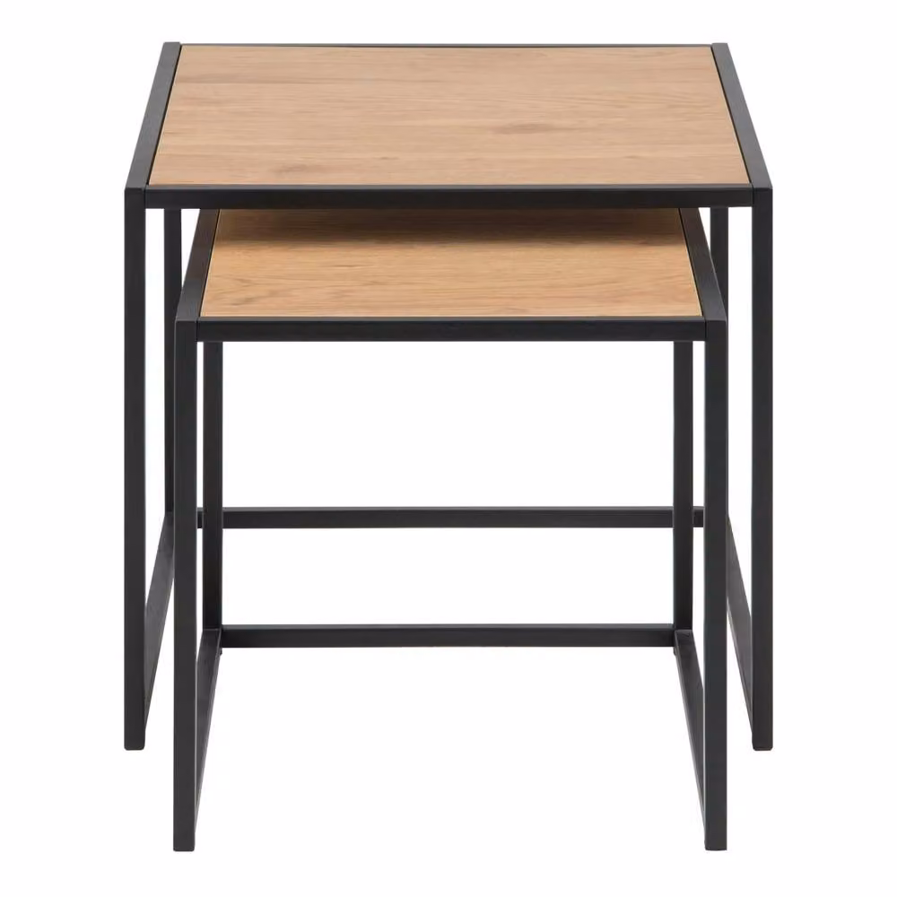 Wyld Haus El Paso Set of 2 Nesting Tables with Black Metal Frame and Natural MDF Laminate Tops – 3