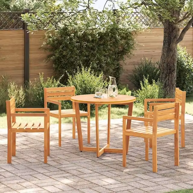 Berkfield Home Set of 4 Modern Acacia Wood Garden Chairs in Brown, W/D/H: 50 x 53 x 80 cm