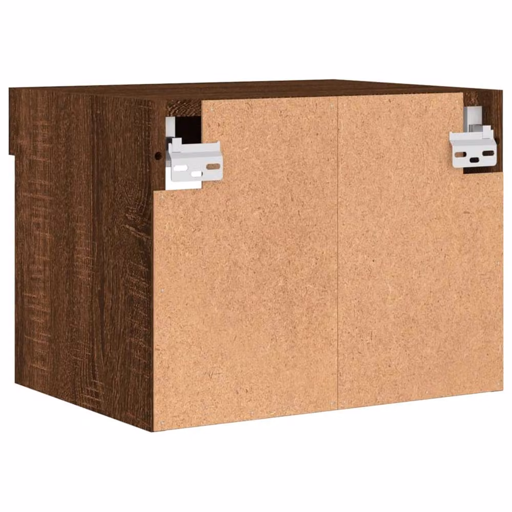 Berkfield Home Set of 2 Wall-Mounted Bedside Cabinets with Integrated LED Lights in Brown Oak – 6