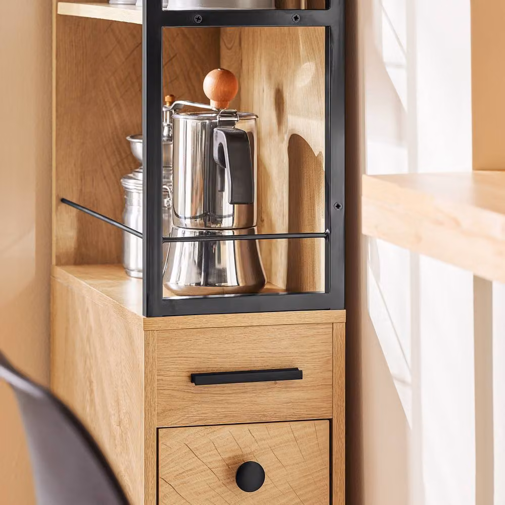 SoBuy Narrow Tall Storage Cabinet with Drawers and Wheels in Light Oak – 3