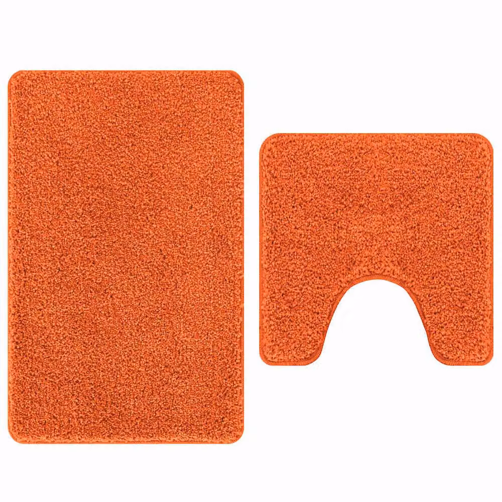 Berkfield Home Modern 2 Piece Non-Slip Orange Cotton Bath Mat Set – 2