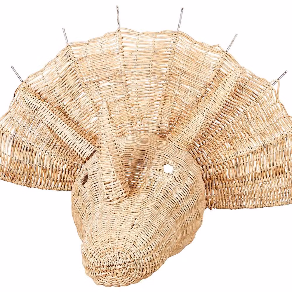 Wyld and Coco Rattan Triceratops Wall Decor for Kids Room, Beige, W/D/H: 44 x 40 x 63 cm – 2