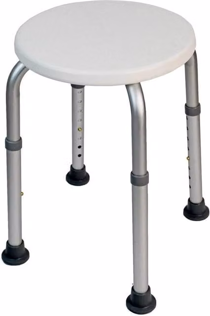 VOGREX Non-Slip Bath Shower Stool with Height Adjustable Legs and Drainage Seat in White
