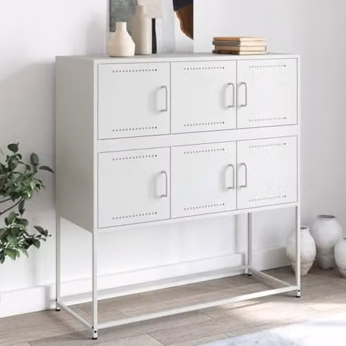 vidaXL Modern White Metal Sideboard W/D/H: 100.5 x 39 x 107 cm – 2