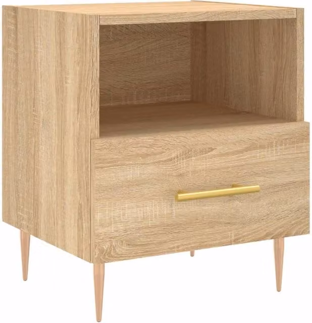 Berkfield Home Bedside Cabinet in Sonoma Oak Brown, W: 40 cm, D: 35 cm, H: 47.5 cm