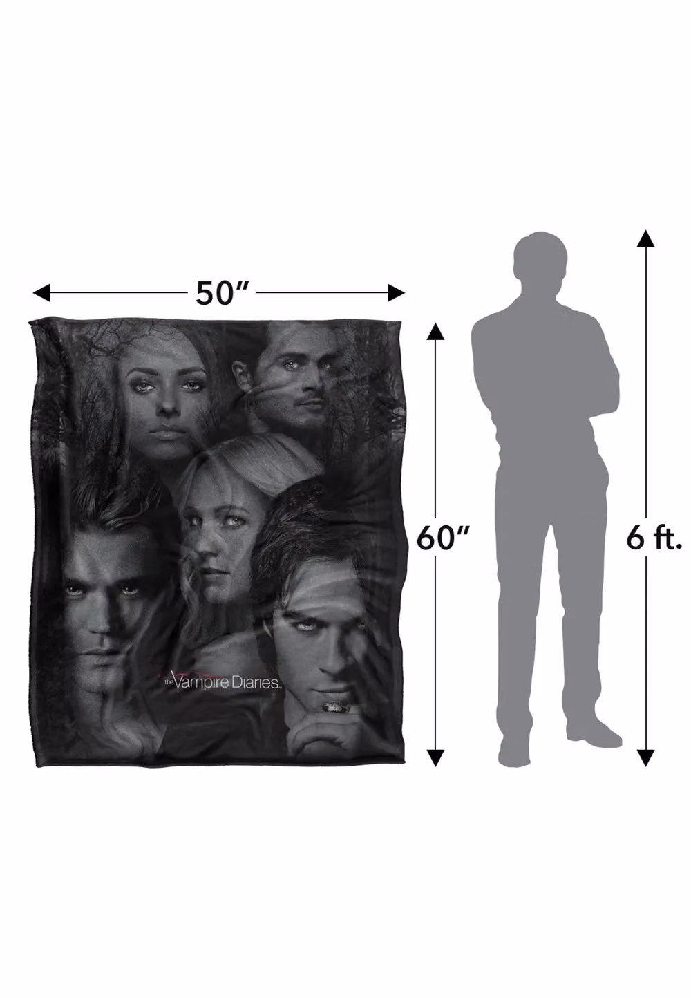 Warner Brothers The Vampire Diaries Silky Touch Super Soft Fluffy Throw Blanket in White, W: 152 cm, D: 127 cm – 3