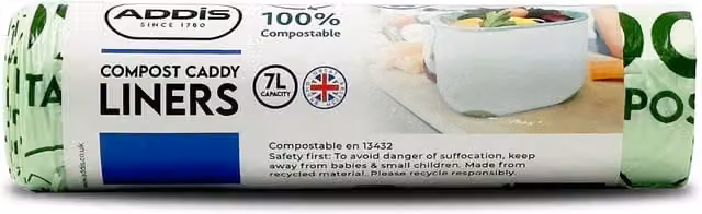 Addis 7 Litre Biodegradable Compost Caddy Liners, Green, Pack of 20